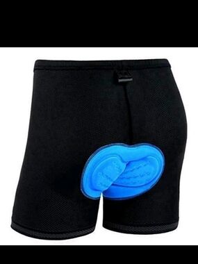 Men's Black Padded Athletic Cycling Shorts with Blue Gel Pad